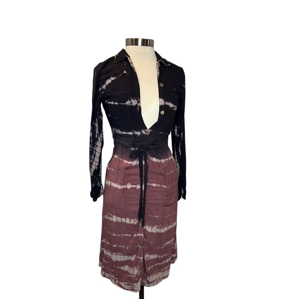 J. GEE Women's Dress Size Small Muli Color Long Sleeve Tie Waist
